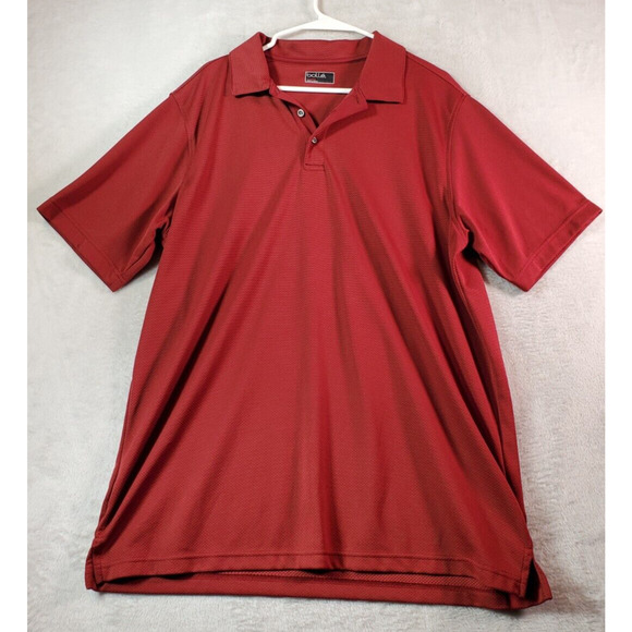 Bollé Polo Shirt Men Size XL Burnt Red 100% Polyester Short Sleeve Slit Collared - Picture 1 of 6